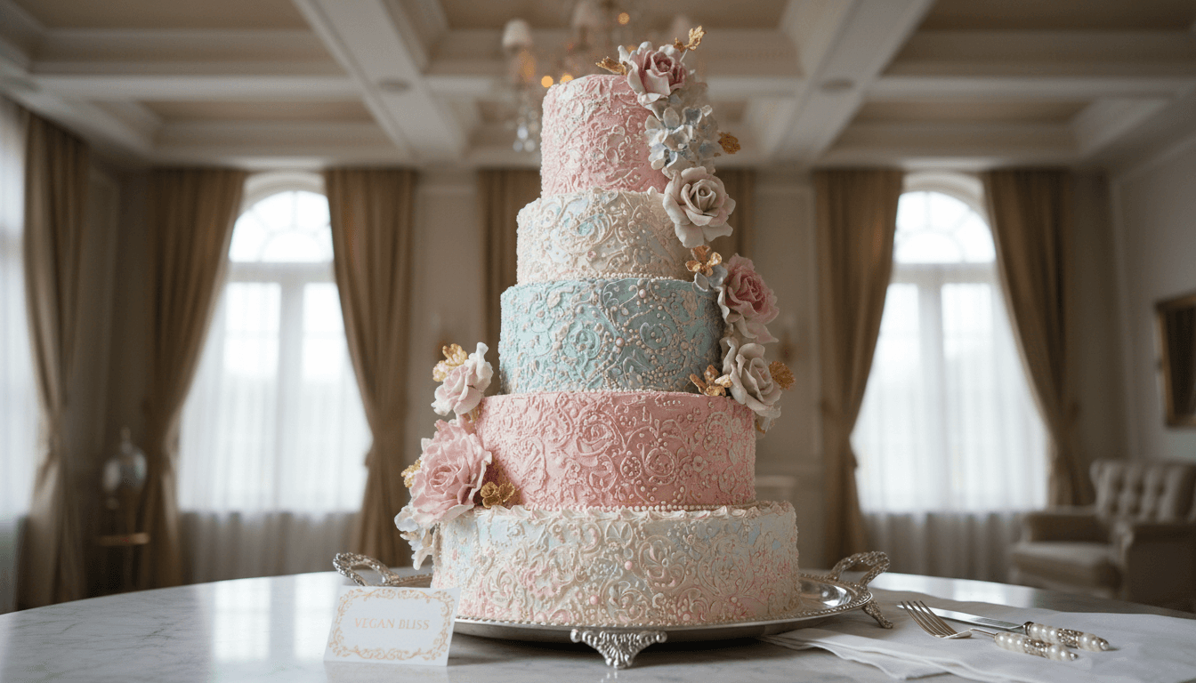 Beautifully decorated premium eggless cake with elegant design and refined presentation