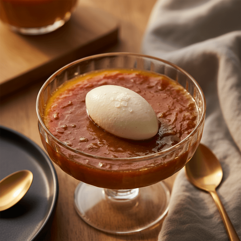 Elegant panna cotta dessert with fruit gel and luxury garnish