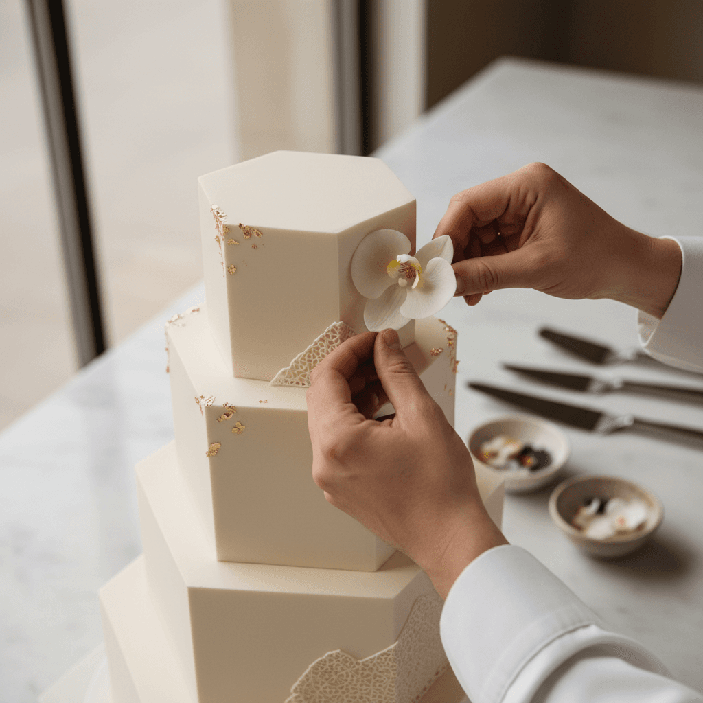 Modern geometric customized cake design