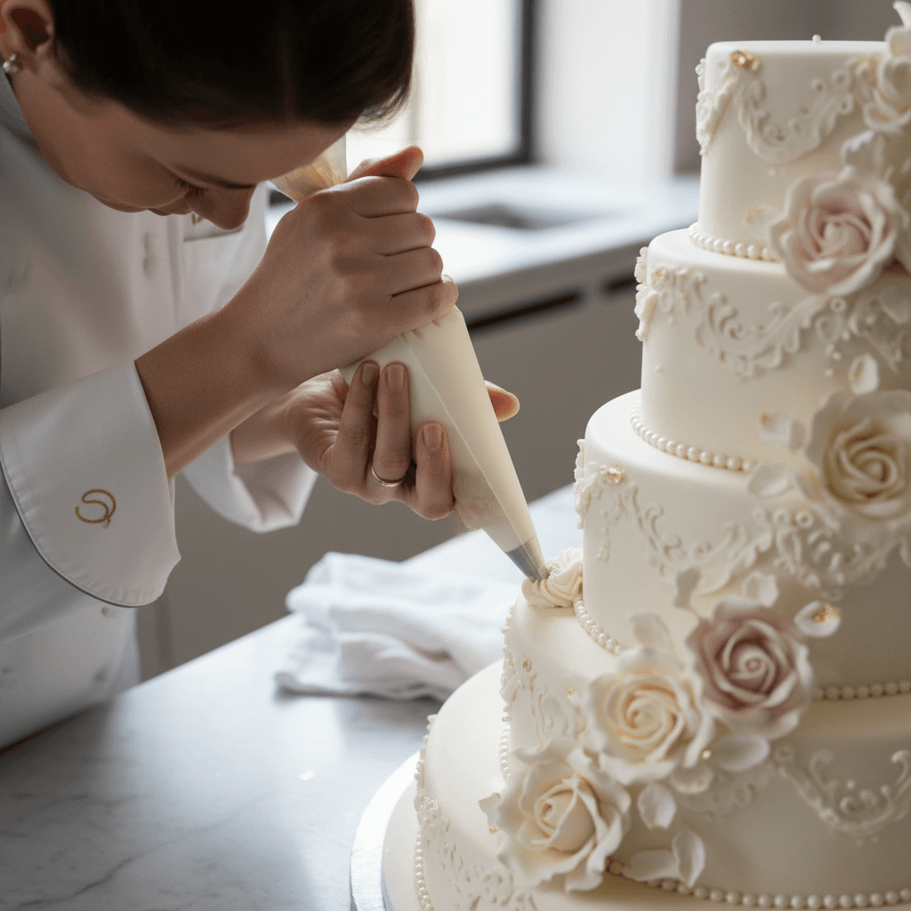Minimalist pink wedding cake with elegant drip design