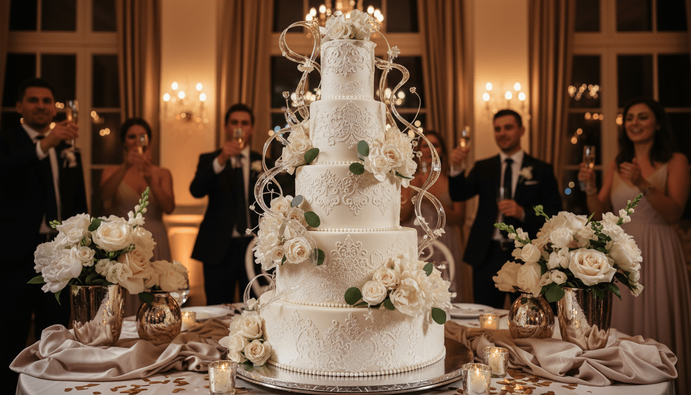 Modern black and silver corporate cake design
